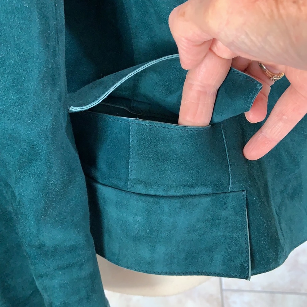 Akris Goat Skin Leather Jacket (Teal) - Picture 7 of 16